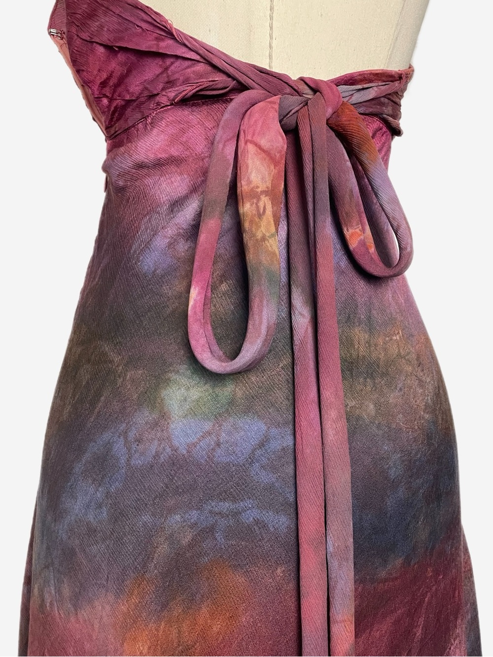 Momo Falana NYC Pink hand dyed silk halter tie waist midi dress designer XS/S - Picture 8 of 16